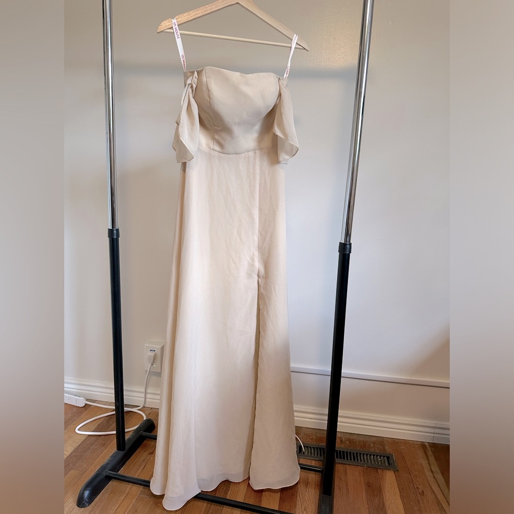JJs House Bridesmaid Dress Champagne off the shoulder
